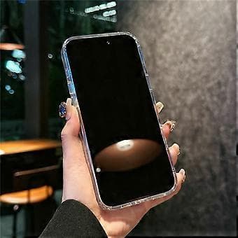 Compatible Case for iPhone 16 Pro Max TPU + Acrylic Transparent Phone Case with Glitter Ring Stand (Black)