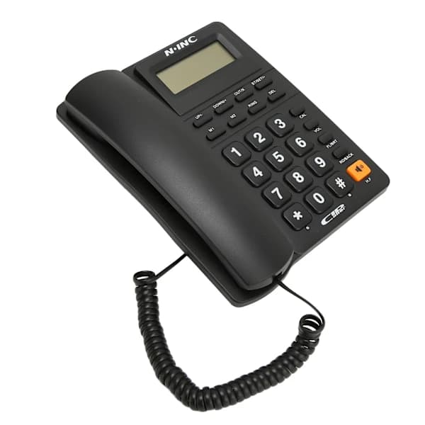 Fastnettelefon med nummerpræsentation, hurtigopkald, genopkald, bordtelefon til hjemmekontor, sort