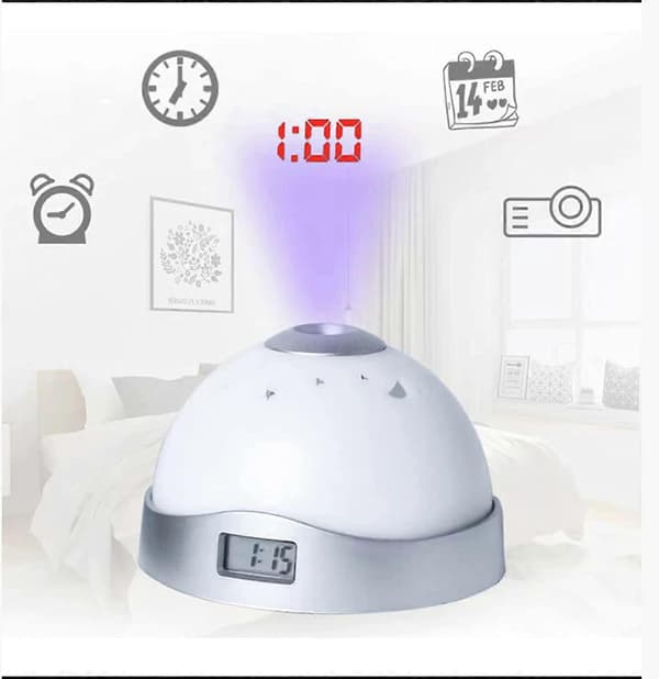 Ceiling Projector Alarm Clock, Projection Alarm Clock with Mood Lighting, Simple and Practical Ceiling Projection Alarm Clock Digital Clock, Star Light