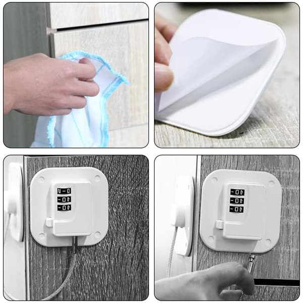 2 pcs Refrigerator Lock with Password, Child Safety Lock, Digital Window Restrictor with Code - Strong Adhesive Combination Lock, for Drawer, Refrigerator,