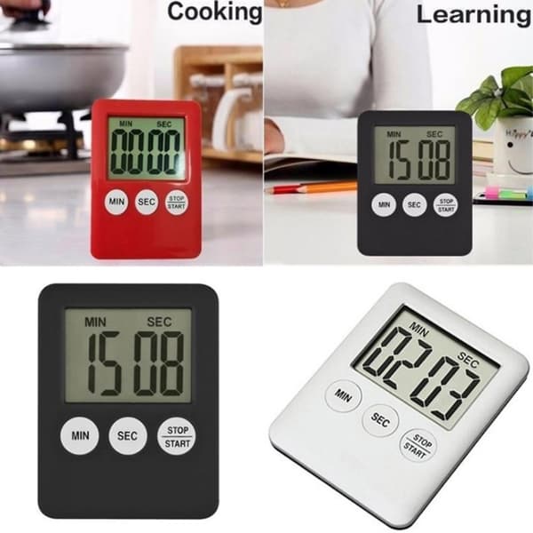 Tynn kjøkkentimer Stor skjerm Digital magnetisk nedtelling - Lyseblå Blå blue