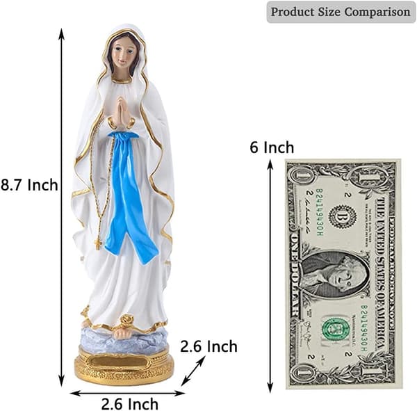 21,5 cm høy Jomfru Maria-statue, katolsk gave, velsignet mor-statue