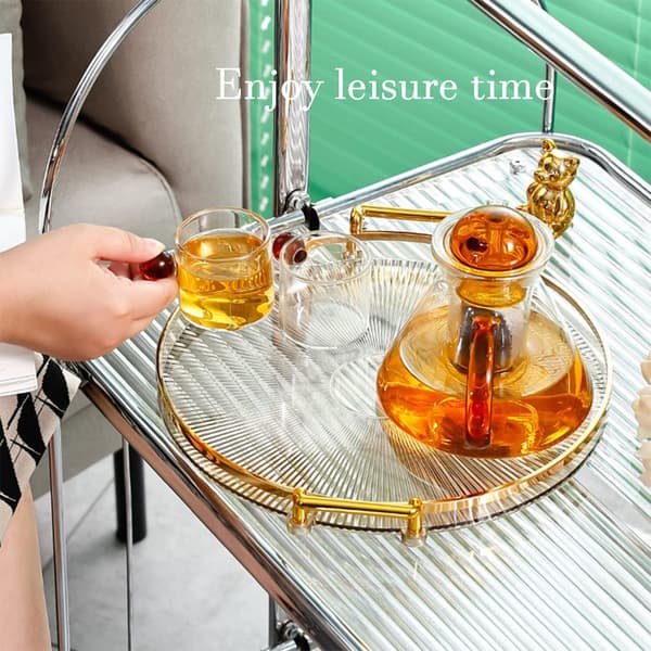 10.6\" Round Decorative Tray with Handles, Modern Toilet Tray & Ottoman Serving Tray, Coffee Table, Kitchen & Bathroom for Coffee