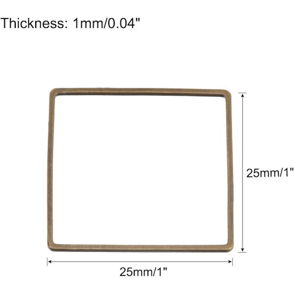 Firkantet perlehooplenke 1\" 1\" 1"x1" Bronze
