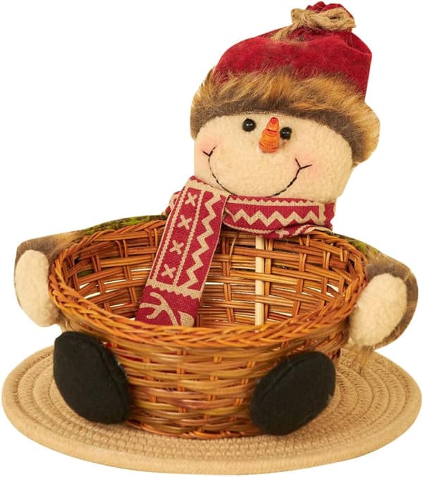 Christmas Doll Candy Basket, Snowman, 17x8cm
