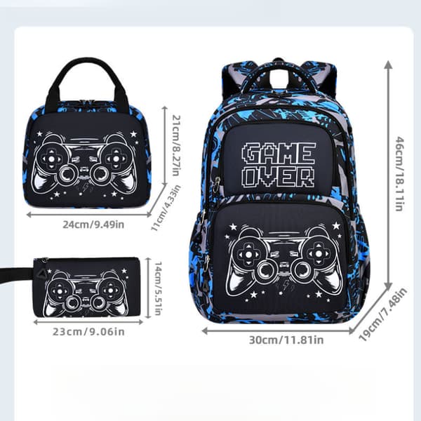 School Bag, 3-Piece Boys' Backpack, Backpack for Teenagers (Royal Blue)