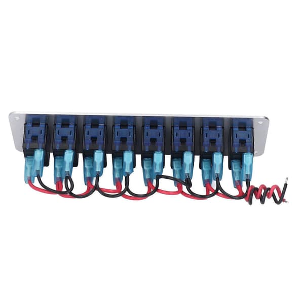 Vippebryterpanel 8-veis 3-pinners LED Enkelt Blått Lys Indikerende Vippebryter På Av Bryterpanel 12-24V