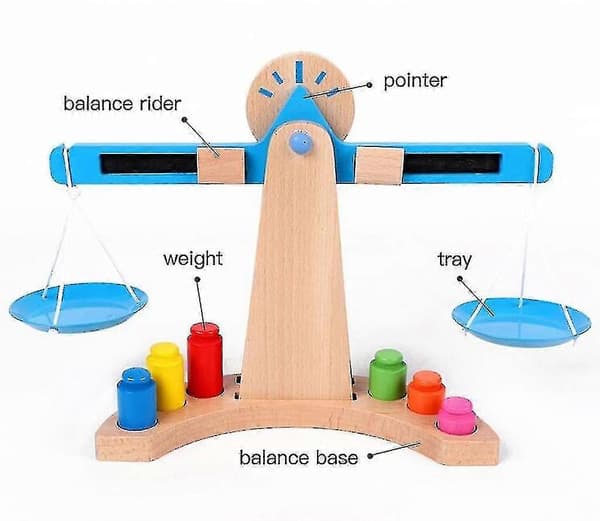 Scale / Wooden Baby Scale, Shop Accessory, Incl. Weights, From 3 Years