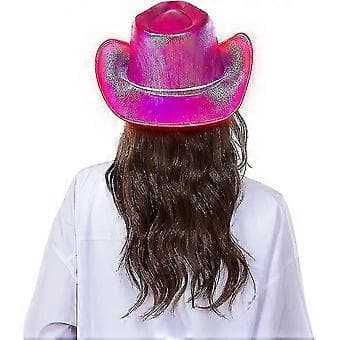 Lysende Space Cowboy Cowgirl Hatt (Rød)