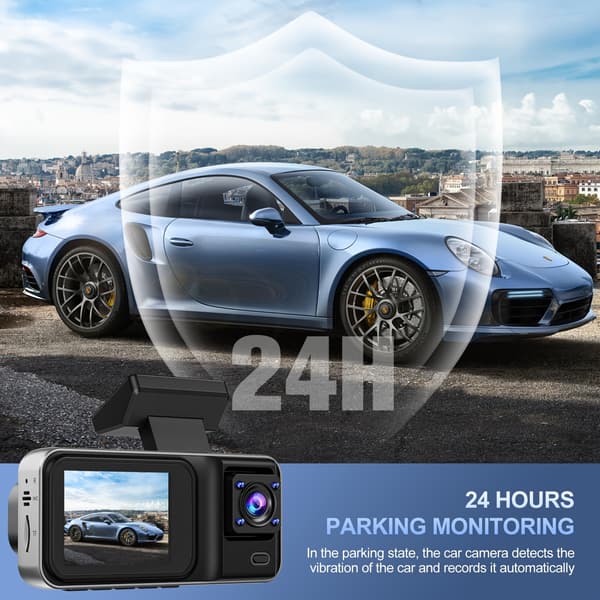 3-Channel Car Dash Cam for Cars, Night Vision, Loop Recording