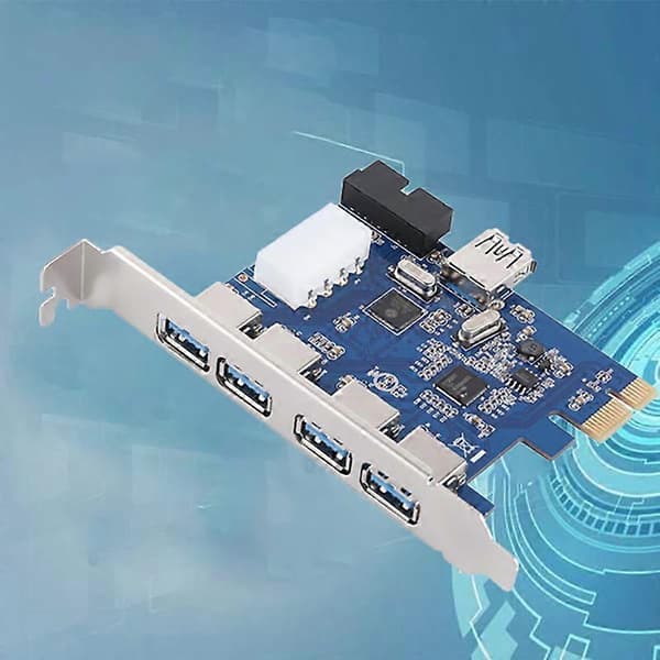PCI-E Expansion Card 4 Ports Rear USB3.0+Built-in 19PIN 4PIN USB3.0 5Gbps Desktop Expansion Card for BTC Mining