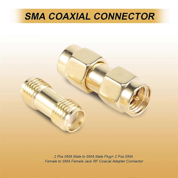 2 stk SMA Han til SMA Han Stik + 2 stk SMA Hun til SMA Hun Jack RF Koaksial Adapter Stik Guld Gold