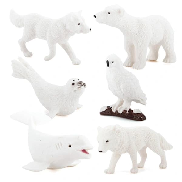 6 stk. Simulering Mini Arktiske Dyr Pingviner Isbjørn Sneugle Delfin Ulv Actionfigurer Model