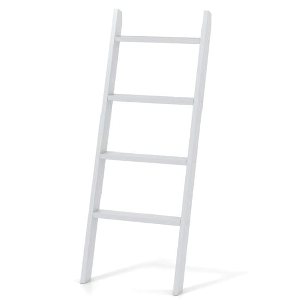 4-Tier Leaning Ladder Shelf, Pine, Gray