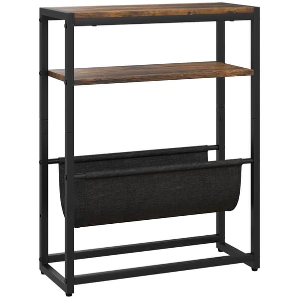 Narrow Side Table, 3-Tier Shelf, V-Shaped Magazine Rack, 43x18x56 cm