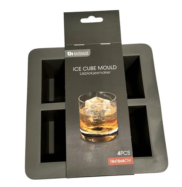 Isterning Stor 4-rums Grå firkant 16x16x6 cm grå gray