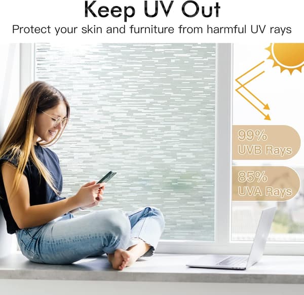 Window Film, Frosted Window Decal, UV-Blocking (45cm x 100cm)