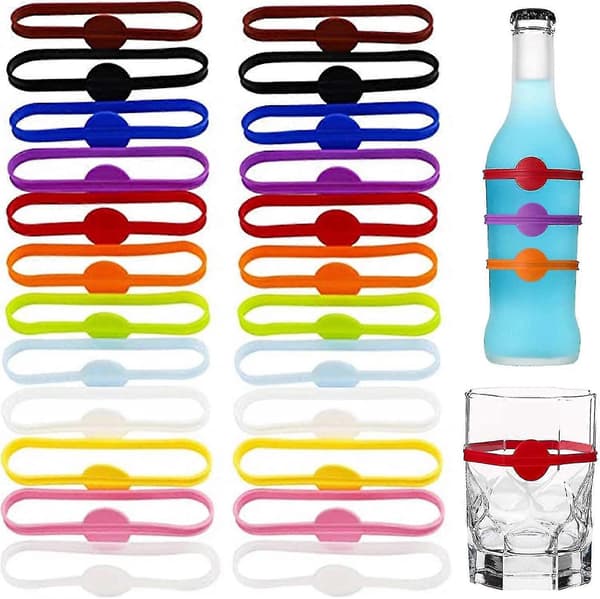 24 st silikondryckesmarkörer, vinglasberlocker för festglas, muggar, burkar, identifiering, glasmarkörer för dryck [DB]