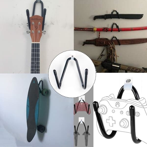 Skateboardhållare Set om 2, Väggmontering, Krokhållare med skruvar för upphängning av skateboards, Väggfästen, Gitarrställ