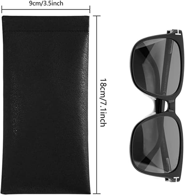 3-pack Soft PU Leather Glasses Case, Portable Sunglasses Protective Pouch