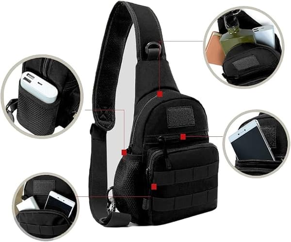 Herr Messenger Väska Axelväska, Lätt Crossbody Väskor Molle EDC Rover Utomhus Slunga Ryggsäck