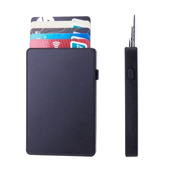 Automatic Pop Up Wallet Credit Card Holder BLACK black