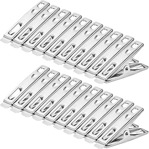 20 stk Klesklyper i Rustfritt Stål, Metallklemmer for Tøyvask