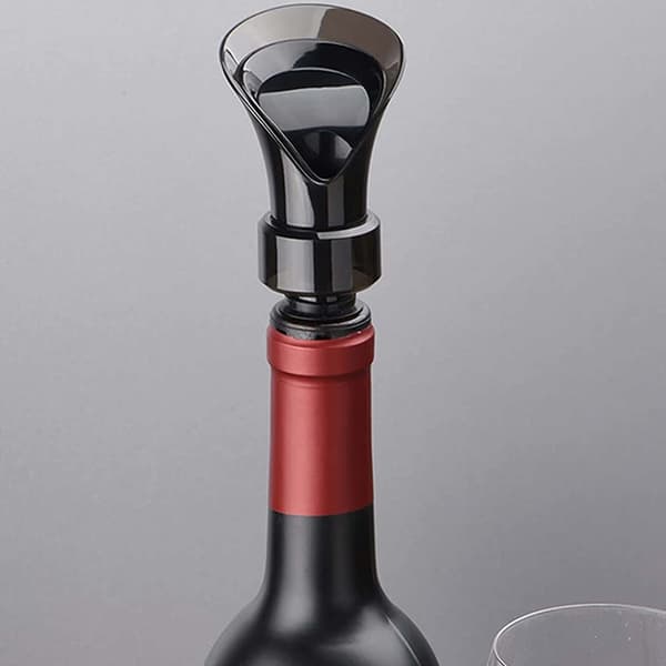 2-in-1 Wine Aerator Decanter Bottle Spout with Seal Black black