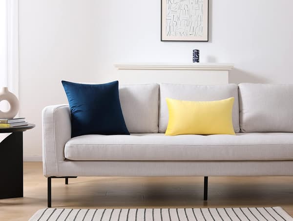 Sett med 2 koselige fløyelsputer i firkantet form for sofa og seng, marineblå, 45 x 45 cm
