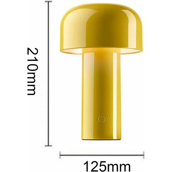 Bærbar LED-bordlampe med touchsensor Akrylspotlight 3 lysstyrkeniveauer Svampedesign til soveværelse, bar, café, gul