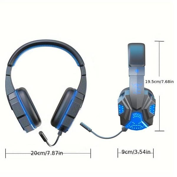 Headphones ideal for gaming and movie watching; features a built-in microphone and a 10-meter range (Blue)