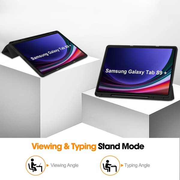 Etui til Samsung Galaxy Tab S9 Plus 12.4 2023 Ensfarvet beskyttelsesetui sort