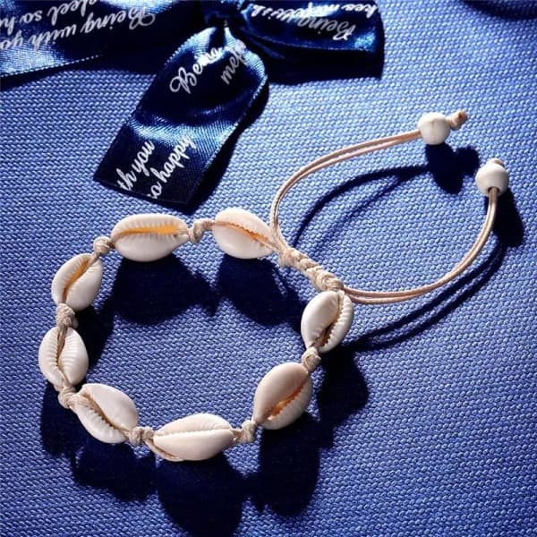 Anklet anklet anklet and bracelet - White shells White