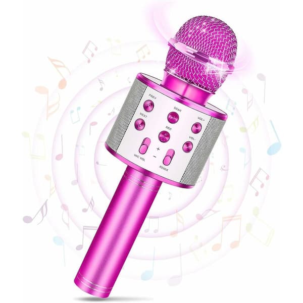 Mikrofon til børn, karaoke mikrofon til piger 3-15 år, fødselsdagsgaver til Android/iPhone/iPad/Sony/PC, legetøj til drenge 3-12 år, julegave