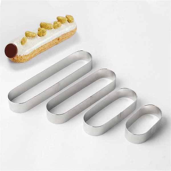 Mousseform i rustfrit stål, lang oval tiramisu bageform, mini kageforme til kager, tærter, desserter