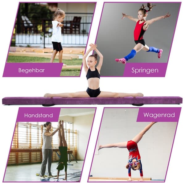 Sammenklappelig gymnastikbom, 210 cm, skridsikker, lilla
