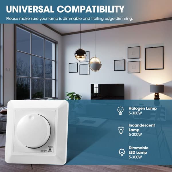 AC200-240V LED-dimmerbrytare med minnesfunktion, ljusdimmer för LED-lampor/glödlampor