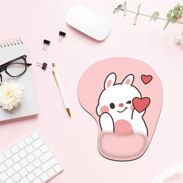 Kanin Kjærlighet Hjerte Musematte Håndleddsstøtte Rosa Søt Håndleddsstøtte Kawaii Skrivebordstilbehør Sklisikker Ergonomisk Musematte for Kontor