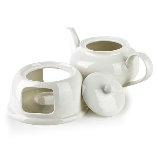 Kannu lämmittimellä Posliini BASIC 1,1L 24x13 cm Valkoinen 1 kpl