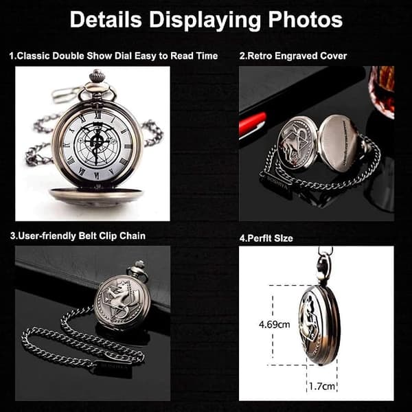 Fullmetal Alchemist Taskukello Ketjulla Vintage Kvartsi Edward Elric Anime Taskukello Cosplay-asuste