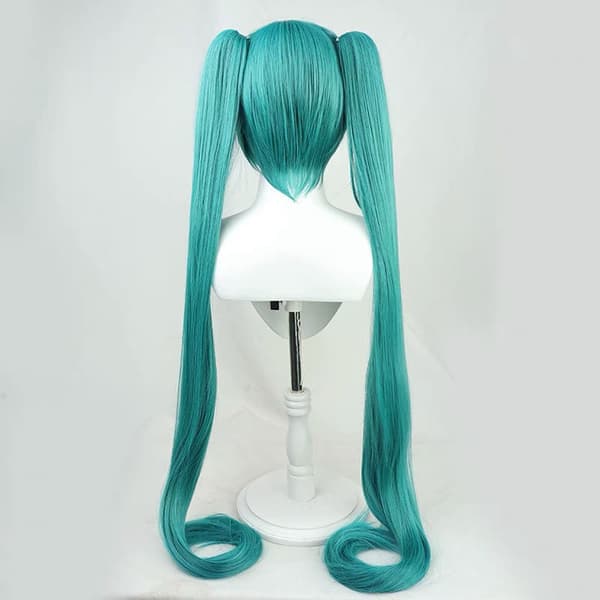 Hatsune Miku Cosplay -peruukki kahdella pitkällä suoralla poninhännällä [JUN]