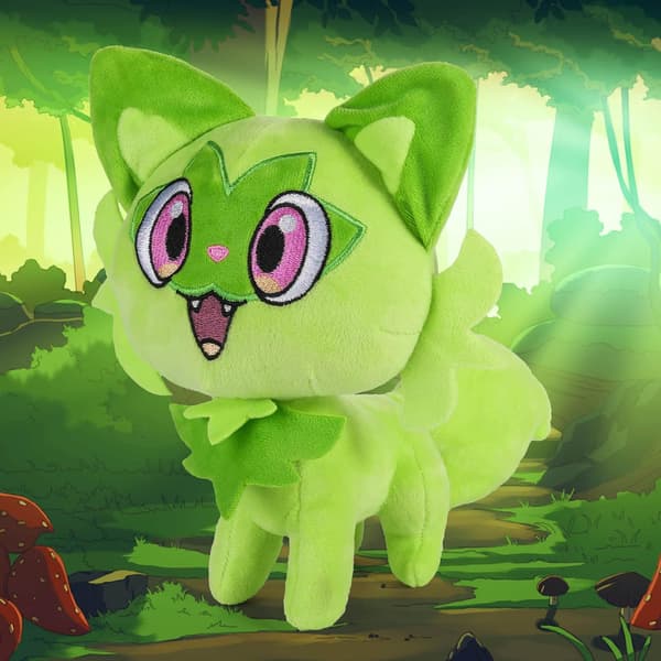 9 tuuman Sprigatito-pehmolelu, vihreä anime-kissa-pehmolelu, sarjakuva-Sprigatito