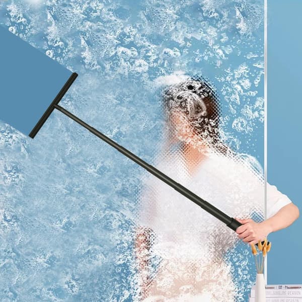 Silicone Shower Squeegee, Window Squeegee with Extension Pole, for Glass Shower Doors, Windows, Tile Walls, Cars