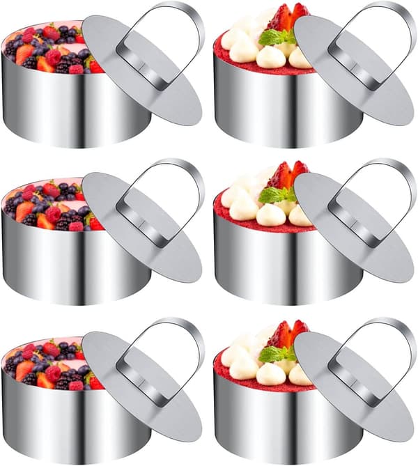 Runde kageforme, 6 bagecirkler 8 cm, bagecirkel, runde kageforme 8 cm velegnet til desserter, kiks, bagværk, moussekager