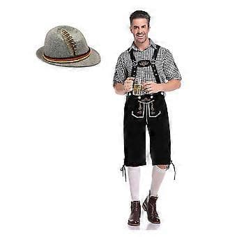 Oktoberfest og ølfestival bayersk Oktoberfest kostumesæt til mænd (L Sort)