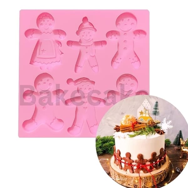 Pepperkakeform Silikonform, Julete Pepperkakefamilie Silikonform - Bakecake Rosa pink