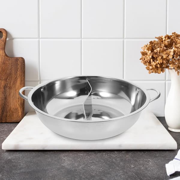 304 Rustfrit Stål Dobbeltfags Hot Pot 34cm med Suppeske, Velegnet til Induktionskogeplade