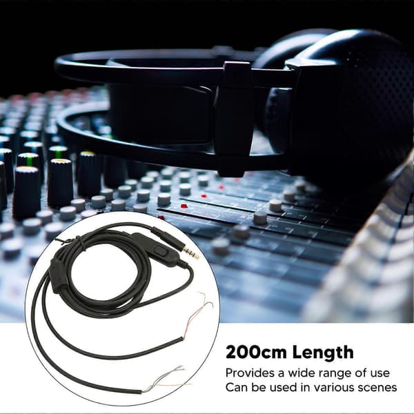 Headset Repair Cable OFC Core Replacement Gaming Headphone Audio Cord with Volume Button for Kingston 2m