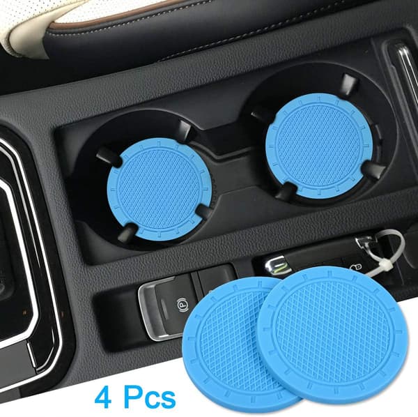 Bilunderlag, Wisdompro 4-pak PVC-bilholder for koppholder (2,75 tommer diameter, lyseblå)