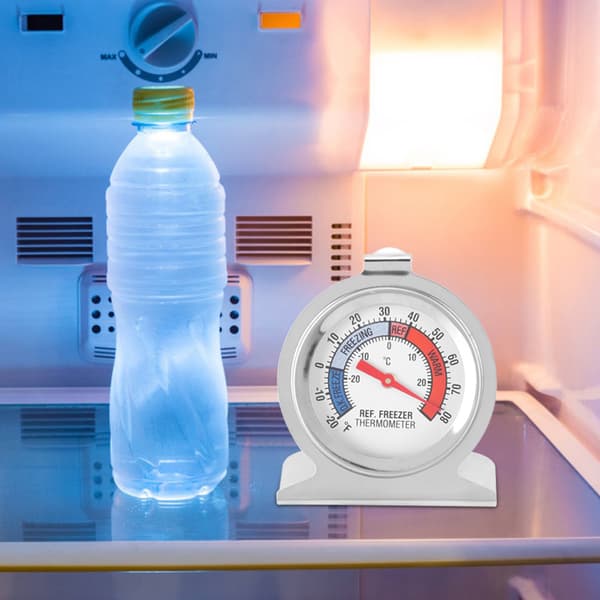 Termometer til køleskab og fryser i rustfrit stål, stor urskive, temperaturmåler